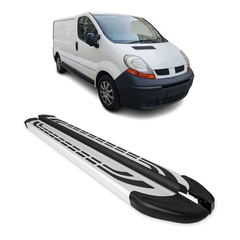 Trittbretter Seitenschweller Seitenbretter für Opel Vivaro 2001-2014 L1 Alu Grau