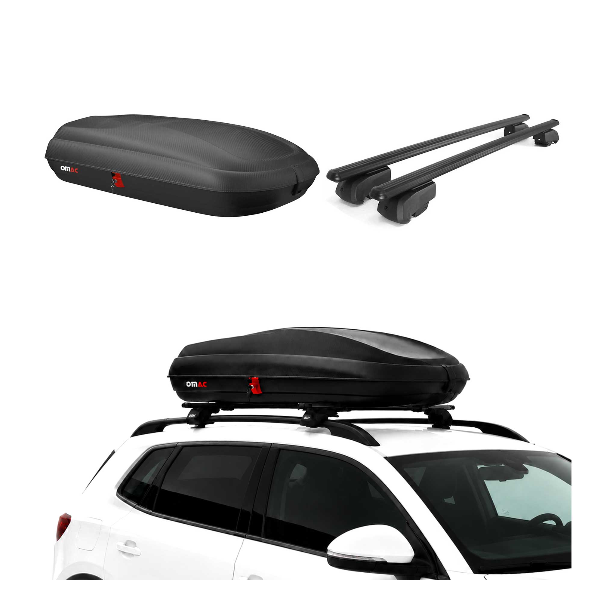 Carbonlook Dachbox 320L + Alu Dachträger Mercedes C Klasse S205 2014-21 Schwarz