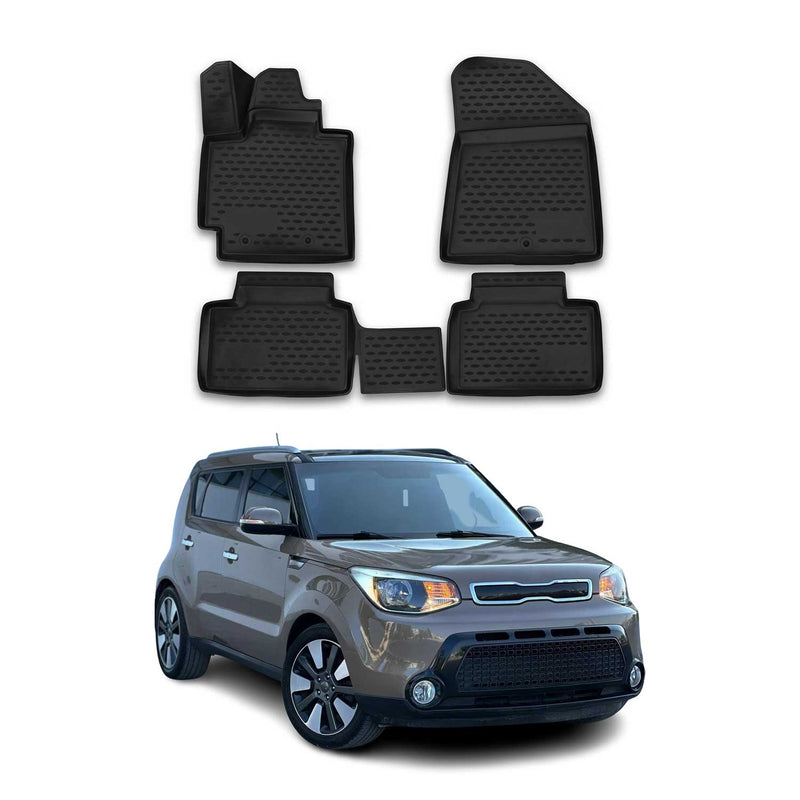 OMAC Gummimatten Fußmatten für Kia Soul 2013-2020 TPE Automatten Schwarz 4x