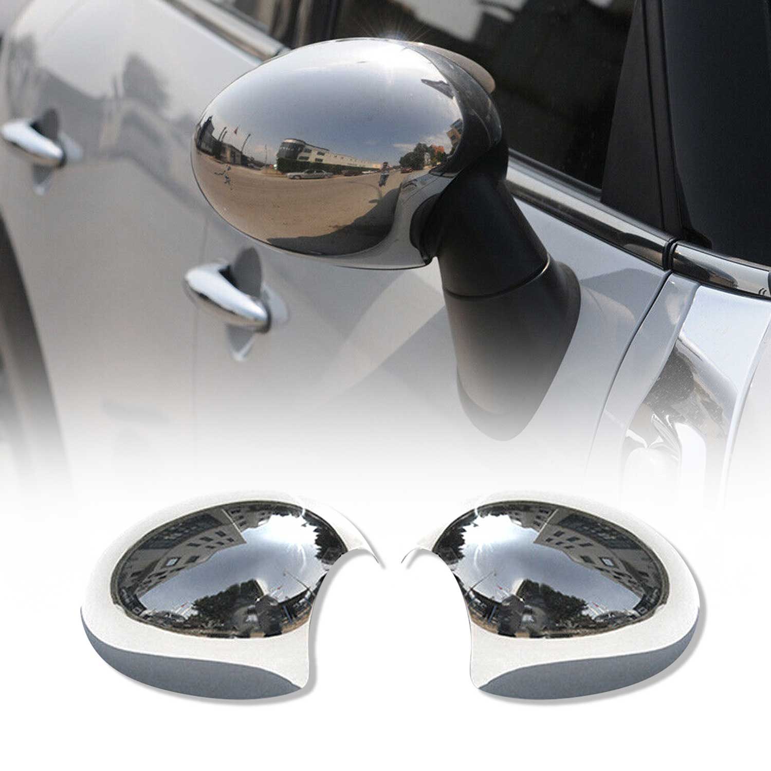 Spiegelkappen Spiegelabdeckung für Mini Clubman R55 2007-2014 Edelstahl Chrom