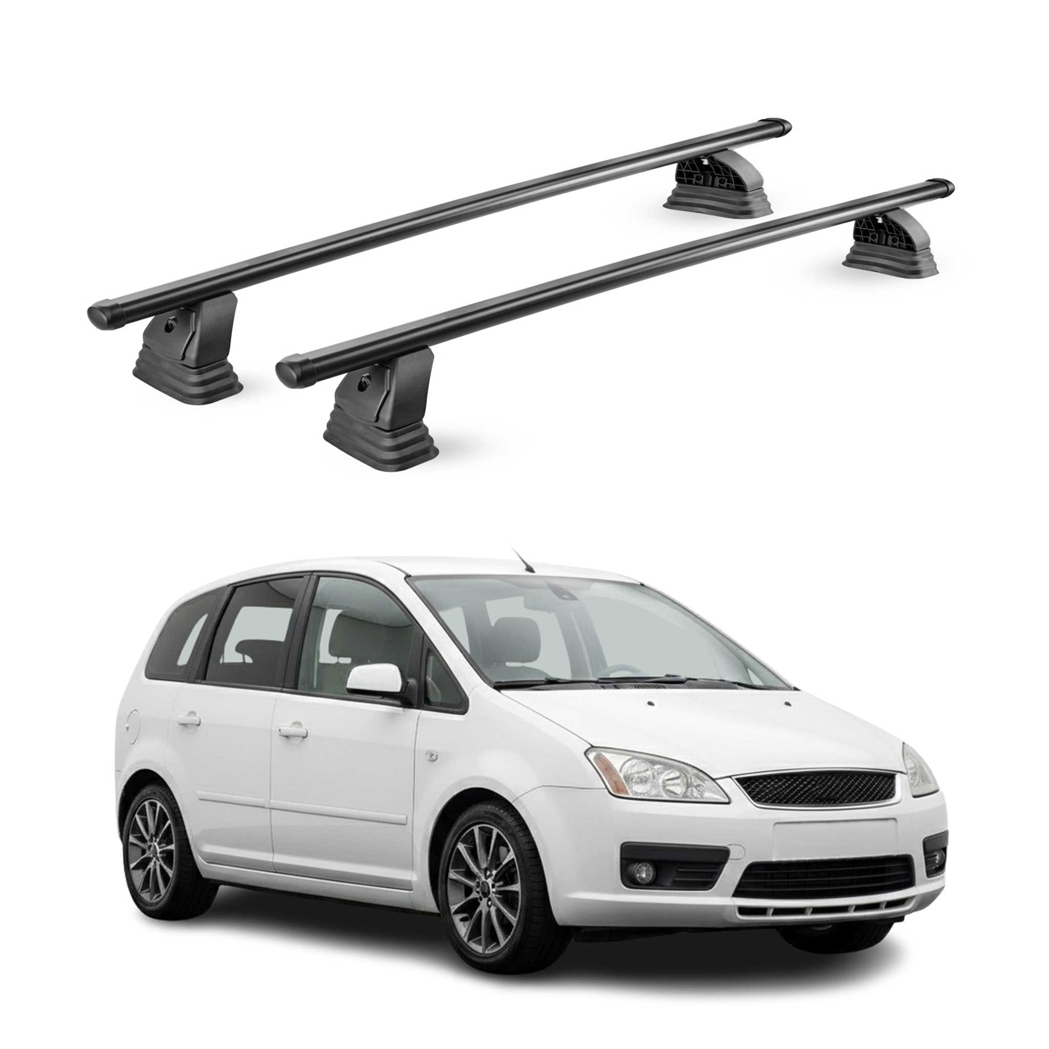 Stahl Dachträger für Ford C-Max I 2003-2010 TÜV Abschließbar 75 kg 2tlg Schwarz