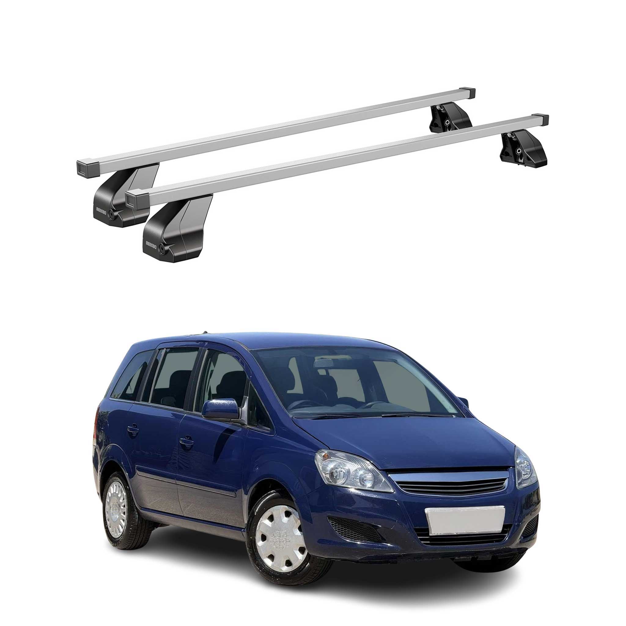 Menabo Dachträger Grundtäger für Opel Zafira B 2008-2011 FL 75kg Stahl Silber 2x