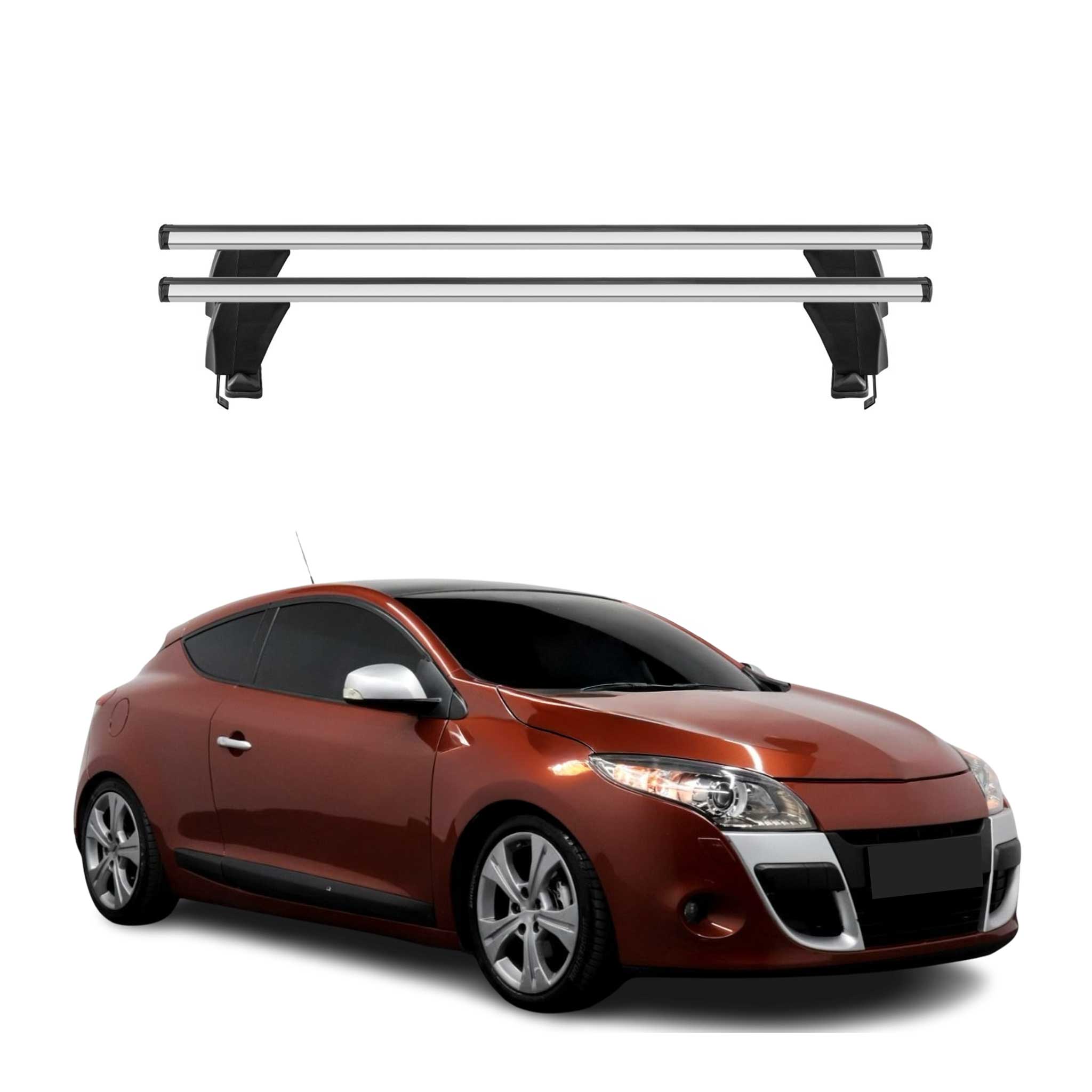 Menabo Dachträger für Renault Megane Coupé mk3 2008-2012 Pre-FL 50kg Alu Grau 2x