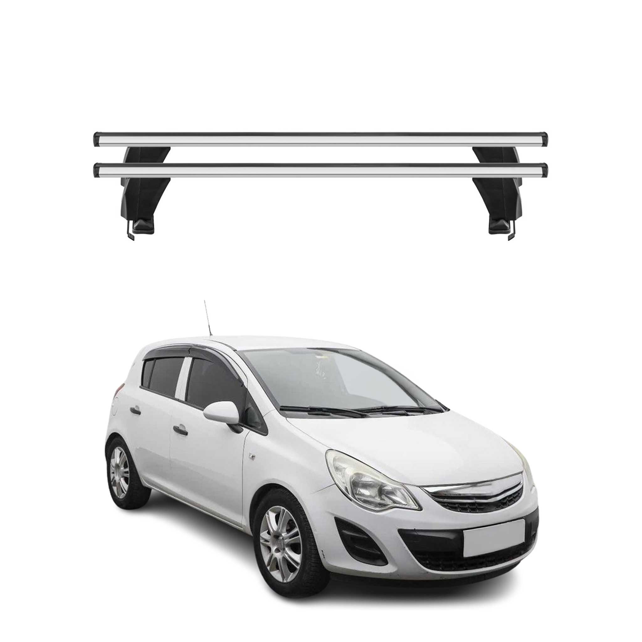 Menabo Dachträger Grundtäger für Opel Corsa D 2010-2014 FL 50kg Alu Silber 2 tlg