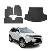 Fußmatten & Kofferraumwanne Set für Chevrolet Captiva 2006-2018 Gummi Schwarz 5x
