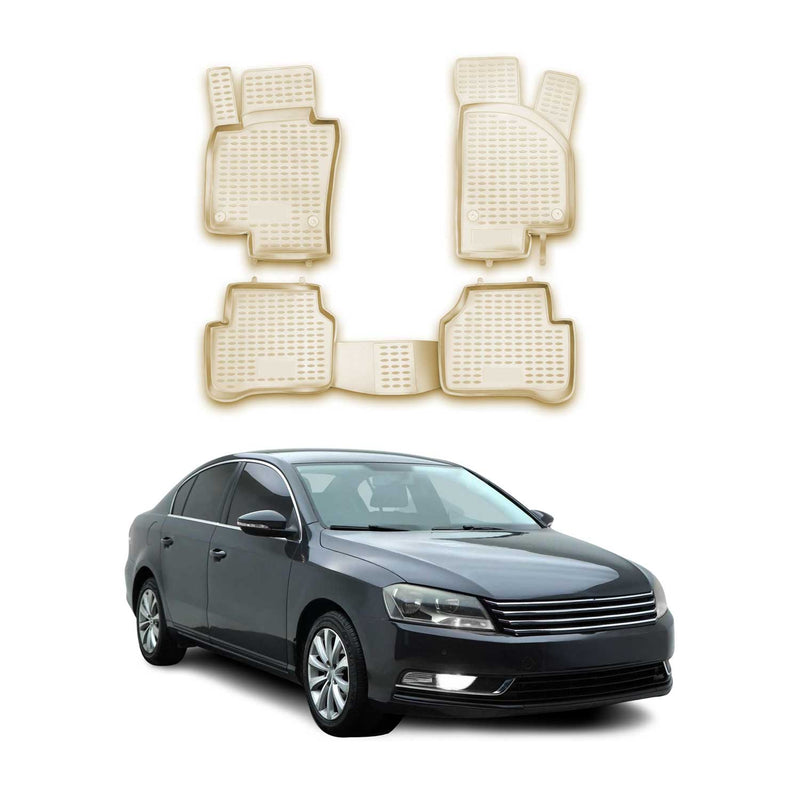 OMAC Gummimatten Fußmatten für VW Passat B7 2011-2015 TPE Automatten Beige 4x