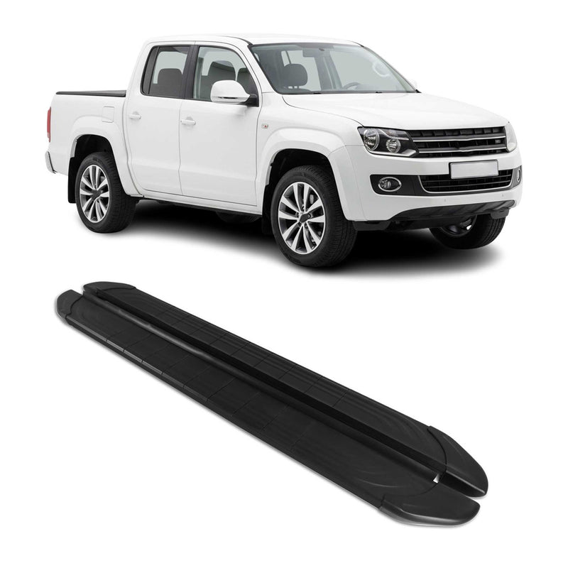 Trittbretter Seitenschweller für VW Amarok DoubleCab 2010-2022 Alu Schwarz 2tlg