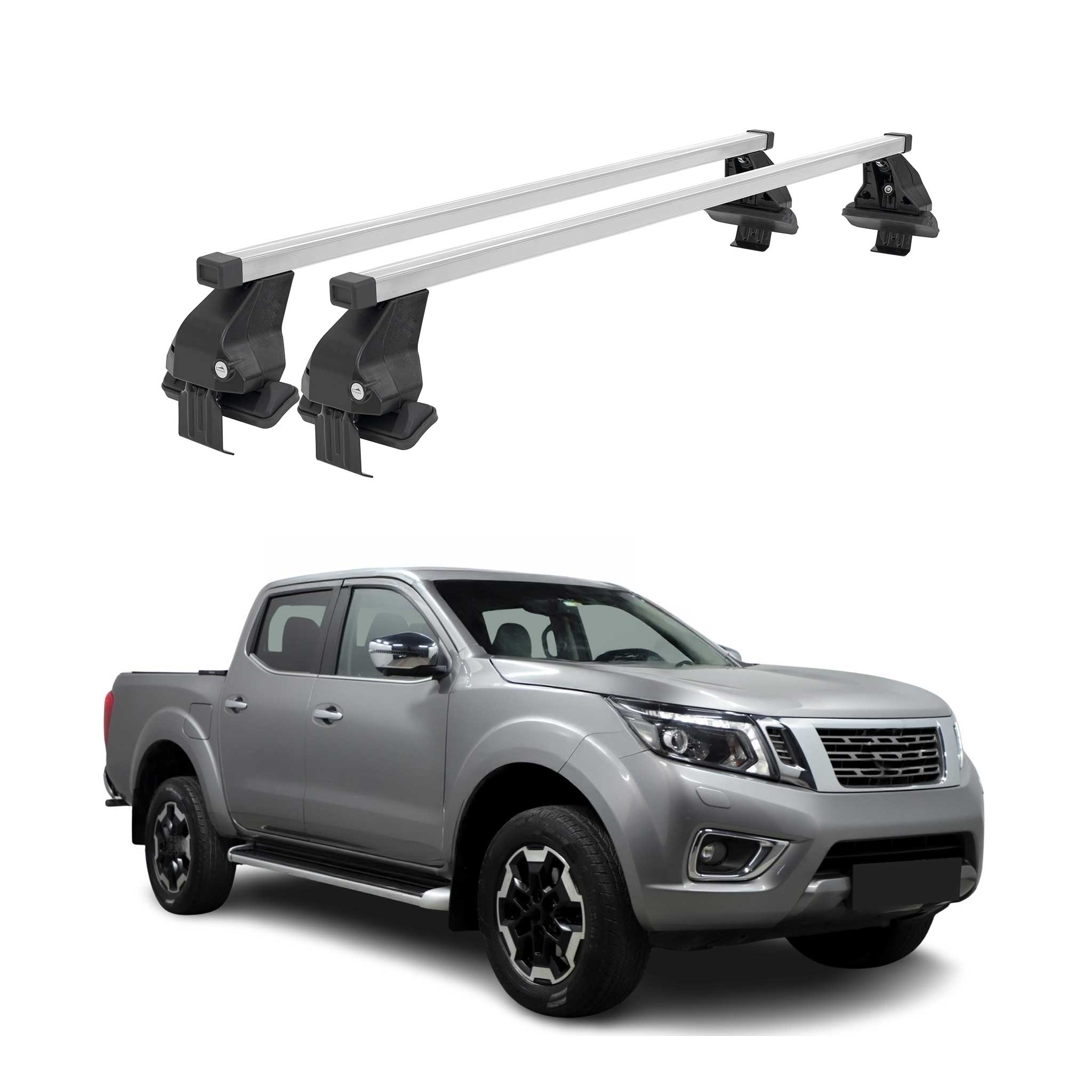 Menabo Dachträger Grundtäger für Nissan Navara 2015-2025 4 tür 50kg Stahl Silber