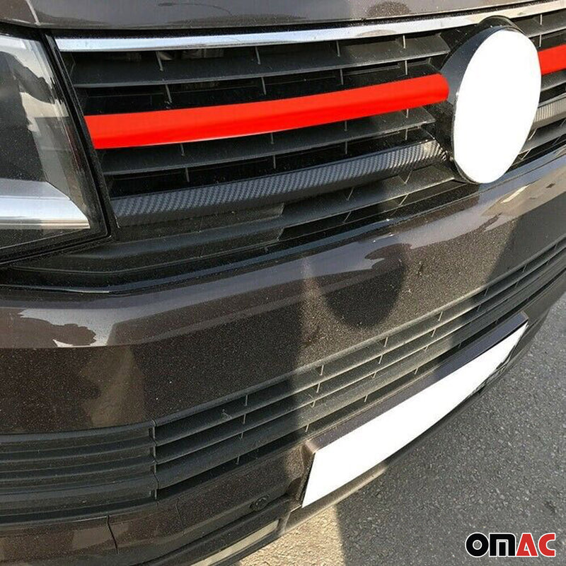 Kühlergrill Grillleisten für VW T6 Transporter 2015-19 Highline Edelstahl Rot 2x