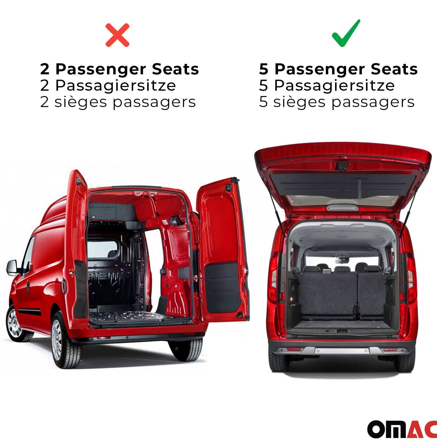 OMAC Gummi Fußmatten für Citroen Berlingo 2018-2026 Premium Gummi Schwarz 3tlg