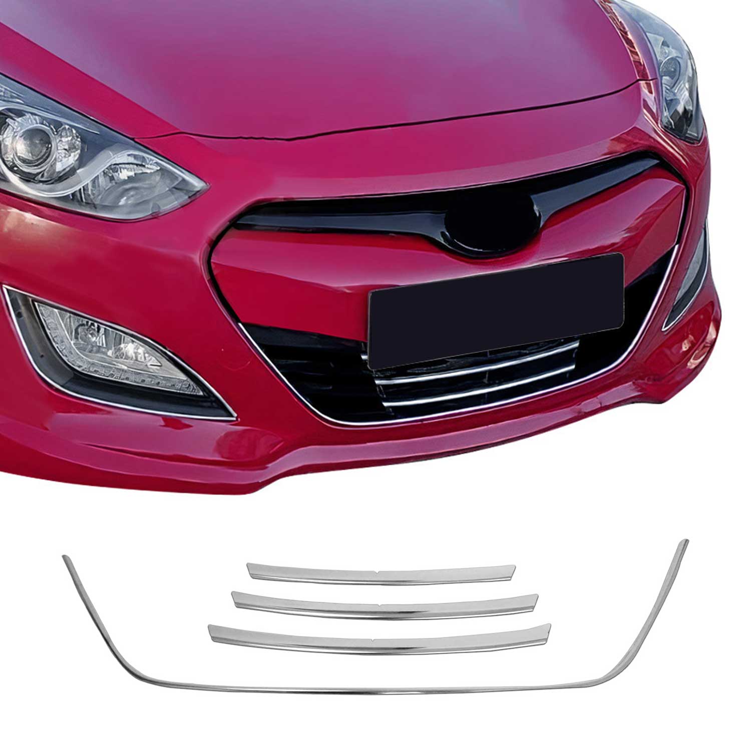 Kühlergrill Leisten Grillleisten für Hyundai i30 2012-2017 Edelstahl Chrom 4tlg