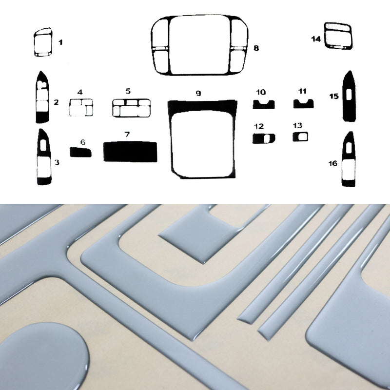 Innenraum Dekor Cockpit für Toyota Land Cruiser 100 1998-2003 Alu Optik 16x