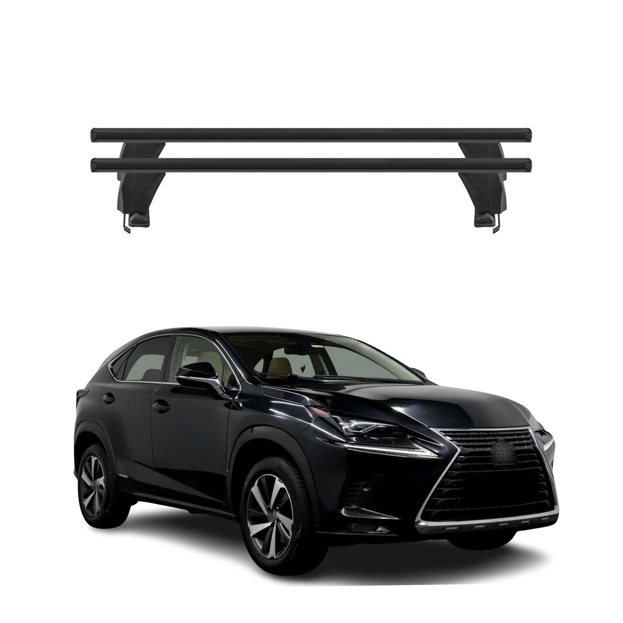 Menabo Dachträger Grundtäger für Lexus NX AZ10 2014-2021 50kg Alu Schwarz 2 tlg