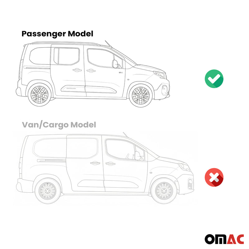 Trittbretter Seitenschweller für Fiat Doblo 2022-2025 Kombi L1 Alu Schwarz 2 tlg