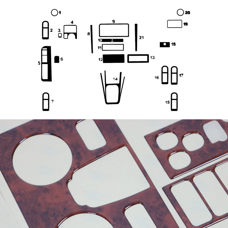 Innenraum Dekor Cockpit für VW Golf 1997-2003 Wurzelholz Optik 21tlg