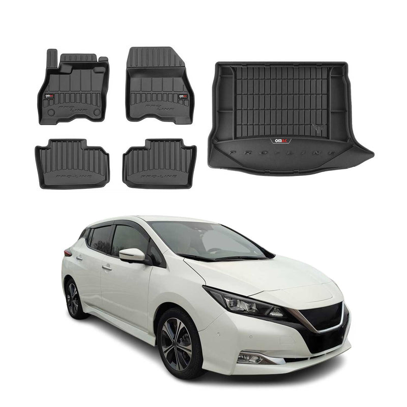 OMAC Fußmatten & Kofferraumwanne Set für Nissan Leaf 2017-2025 Gummi Schwarz 5x