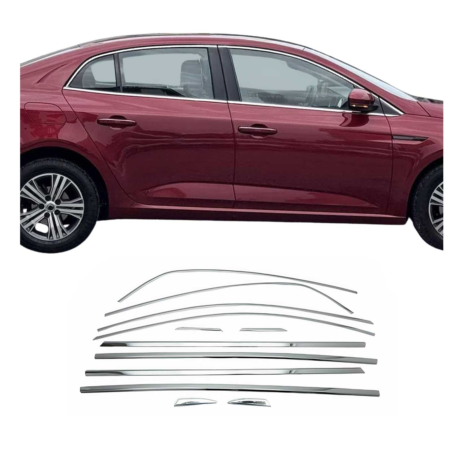 Fensterleisten Zierleisten für Renault Megane Limo 2016-2022 Edelstahl Chrom 12x
