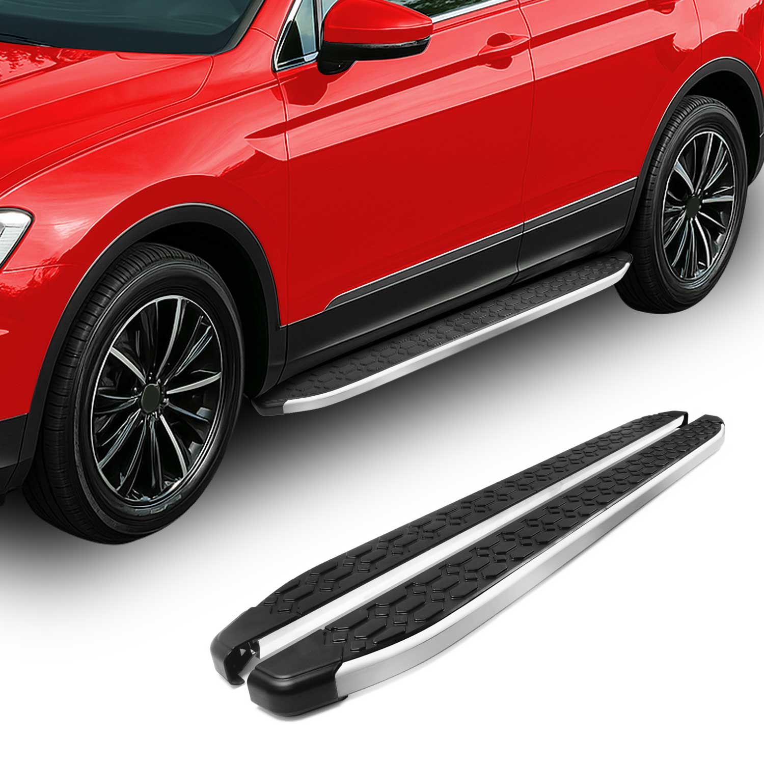 Alu Trittbretter Seitenschweller für Toyota RAV4 2013-2018 Schwarz Silber 2tlg