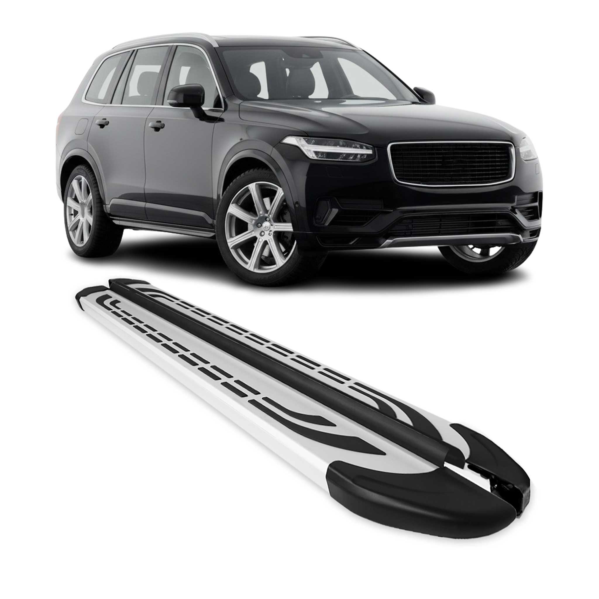 Trittbretter Seitenschweller Seitenbretter für Volvo XC90 2015-2026 Alu Grau