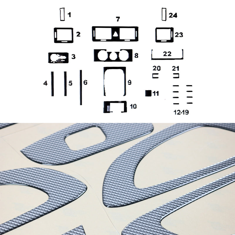 Innenraum Dekor Cockpit für Skoda Fabia 1999-2007 24x Carbon Optik 24tlg