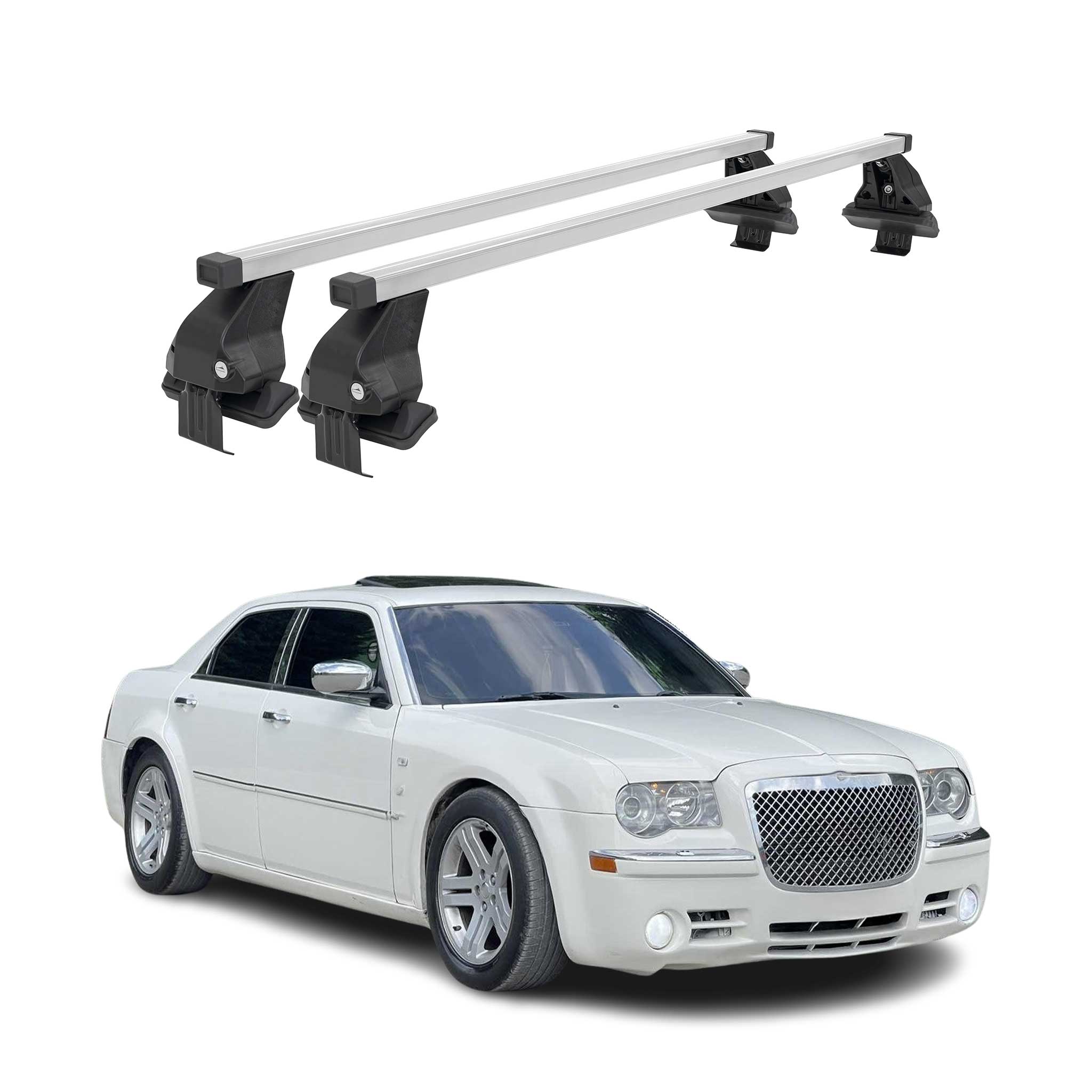 Menabo Dachträger Grundtäger für Chrysler 300C 2005-2010 50kg Stahl Silber 2 tlg