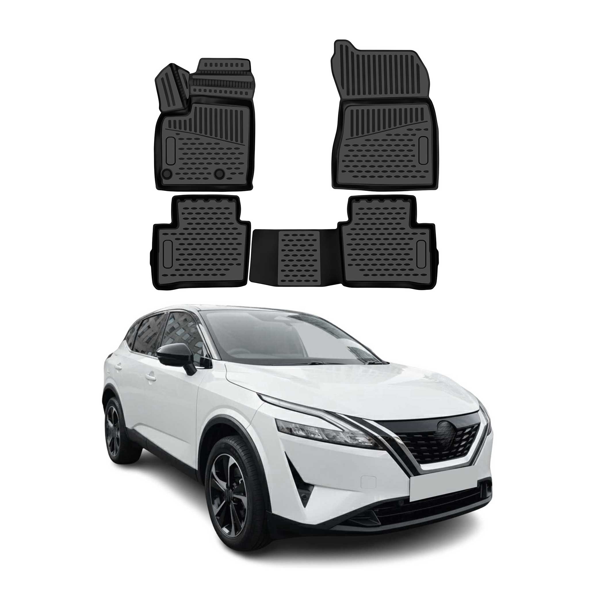 OMAC Gummimatten Fußmatten für Nissan Qashqai J12 2021-2026 TPE Schwarz 4tlg