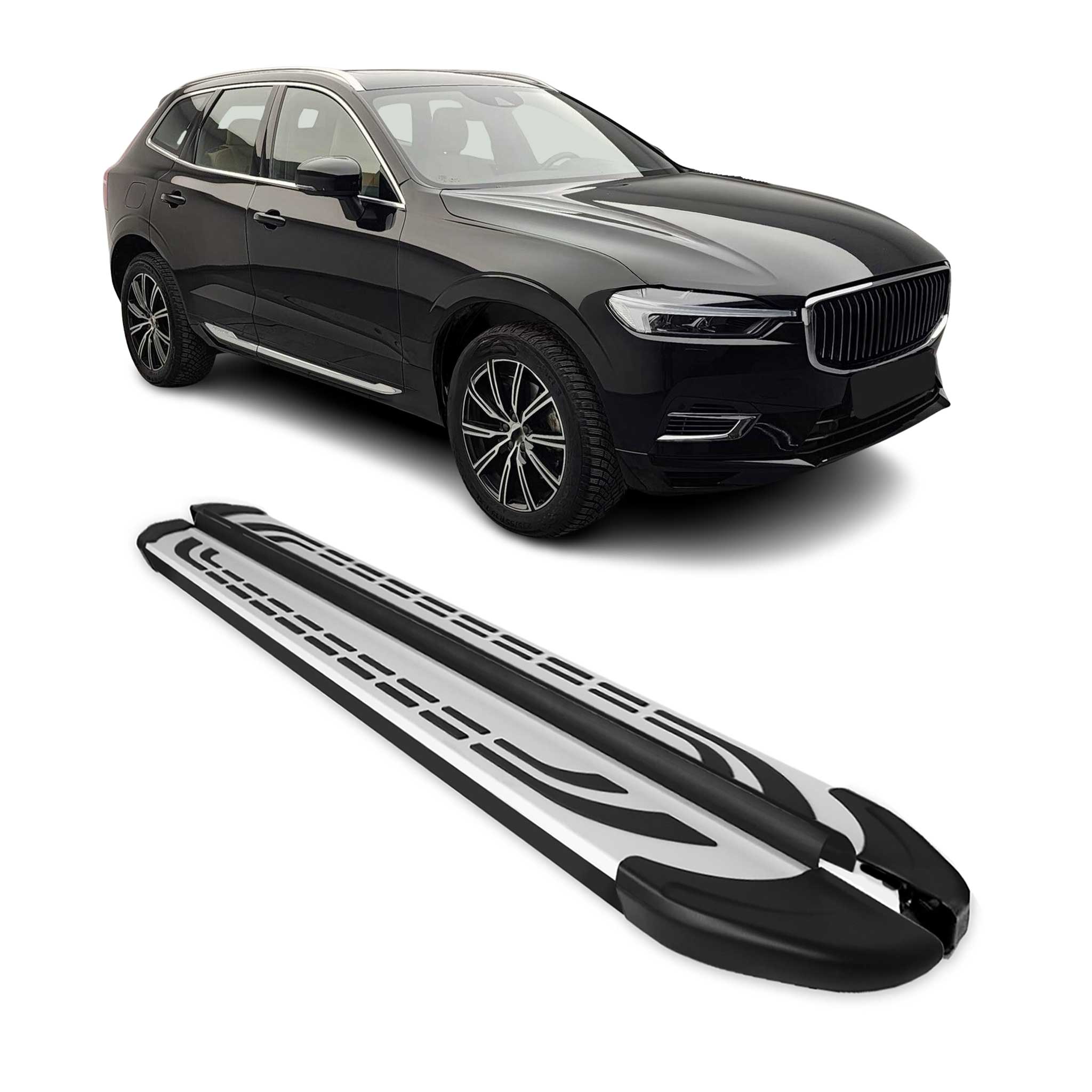 Trittbretter Seitenschweller Seitenbretter für Volvo XC60 2018-2026 Schwarz Alu