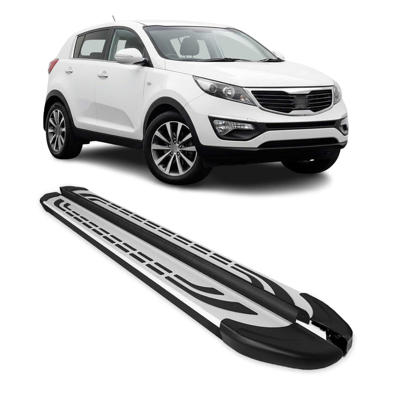 Trittbretter Seitenschweller Seitenbretter für Kia Sportage 2010-15 Schwarz Alu