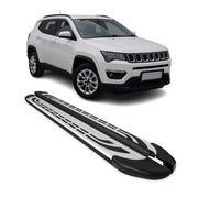 Trittbretter Seitenschweller Seitenbretter für Jeep Compass 2017-25 Schwarz Alu