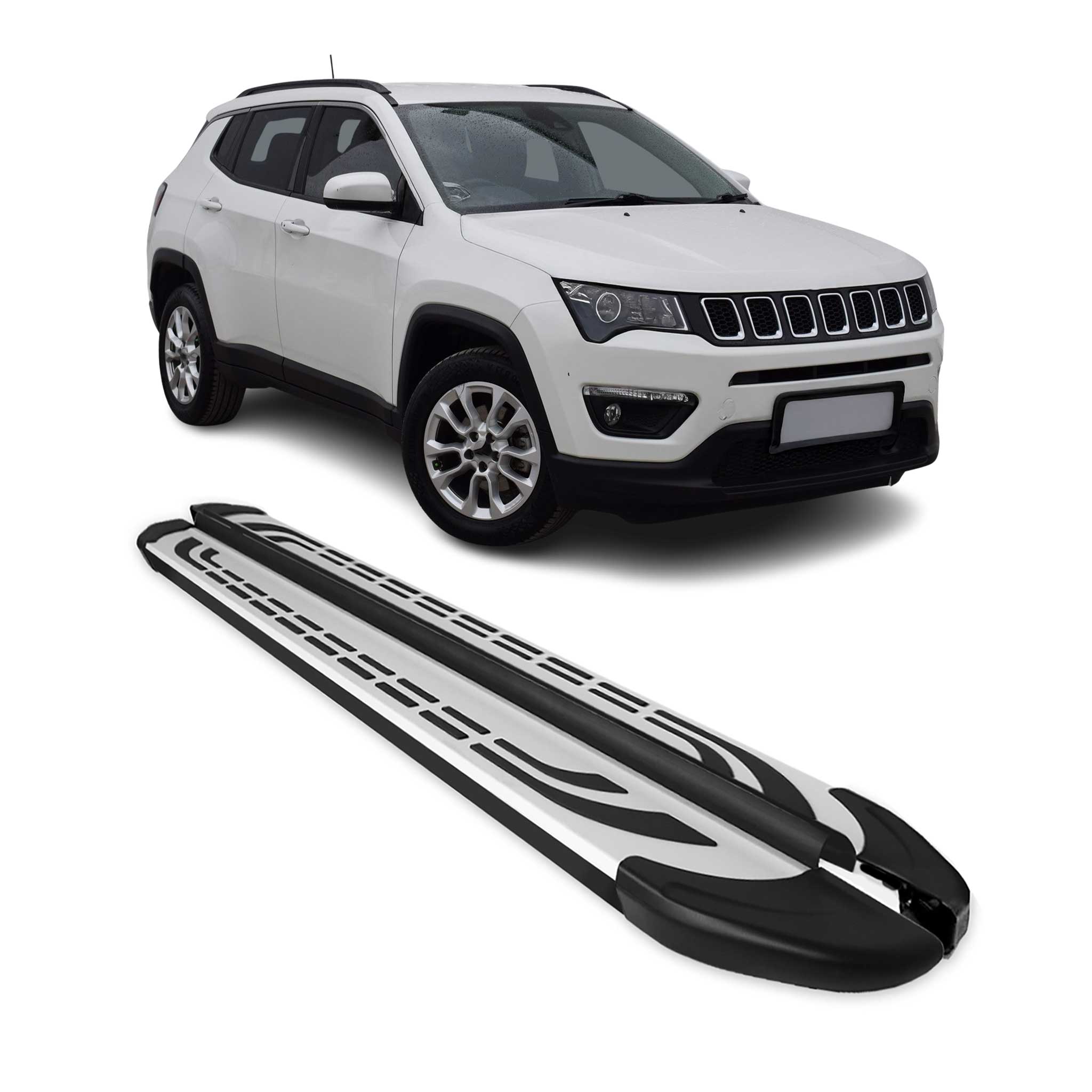 Trittbretter Seitenschweller Seitenbretter für Jeep Compass 2017-25 Schwarz Alu