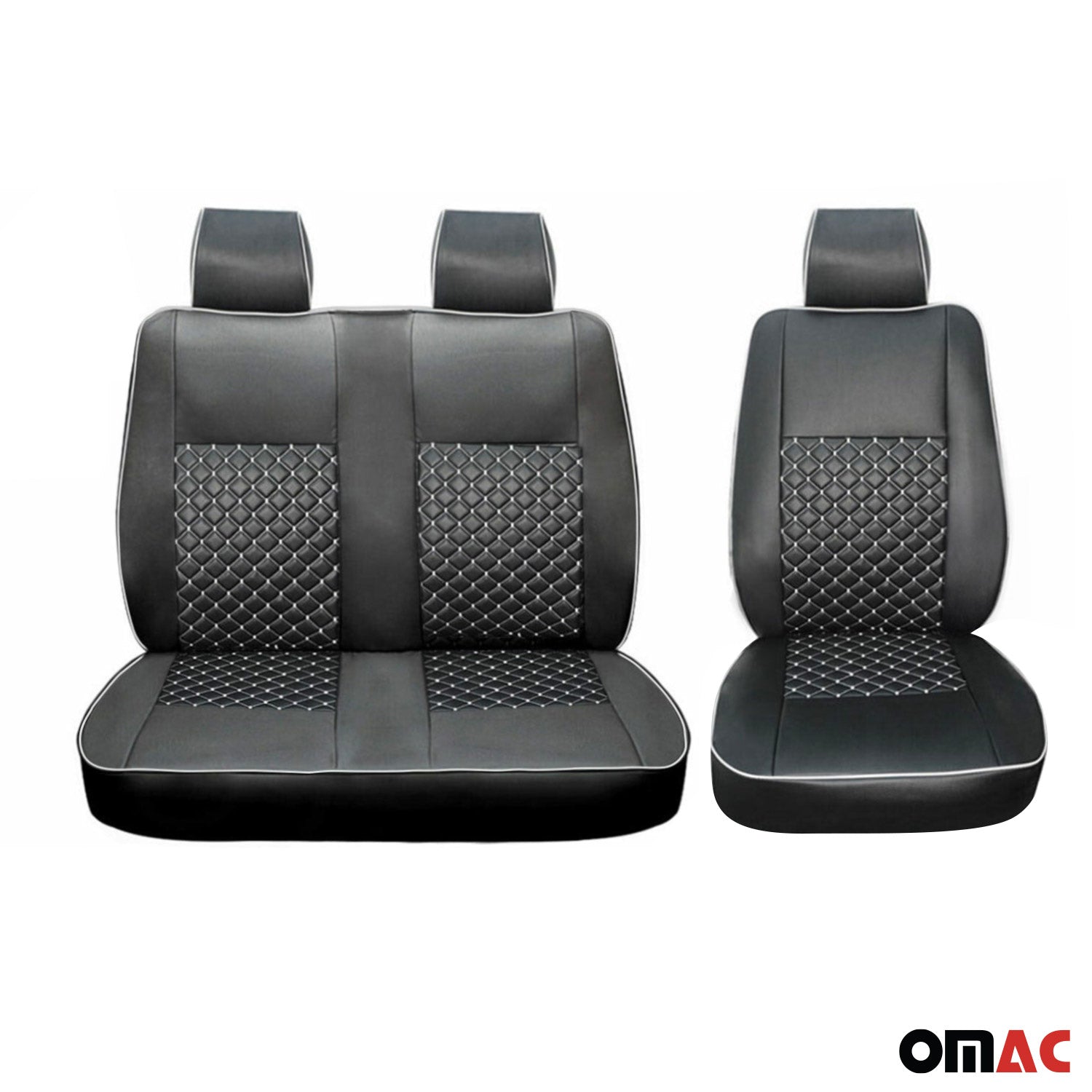Sitzbezüge Schonbezüge für Ford Transit 2010-2013 Kunstleder Schwarz Weiß 2+1
