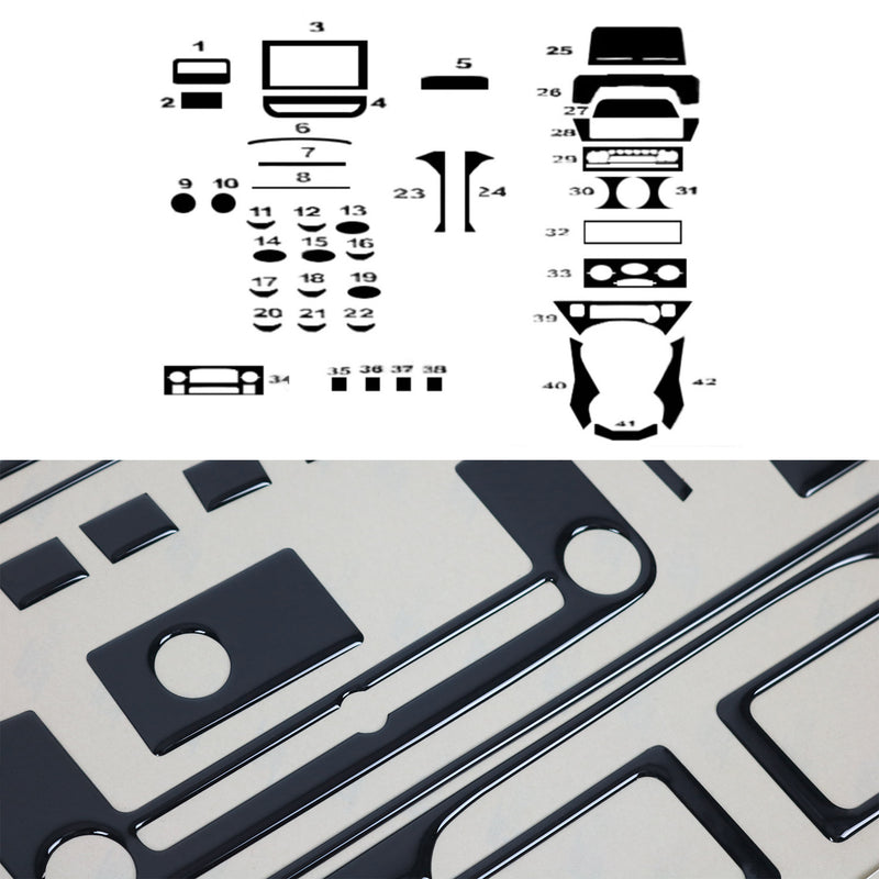 Innenraum Dekor Cockpit für Citroen Berlingo 2008-2018 Piano Schwarz Optik 42tlg