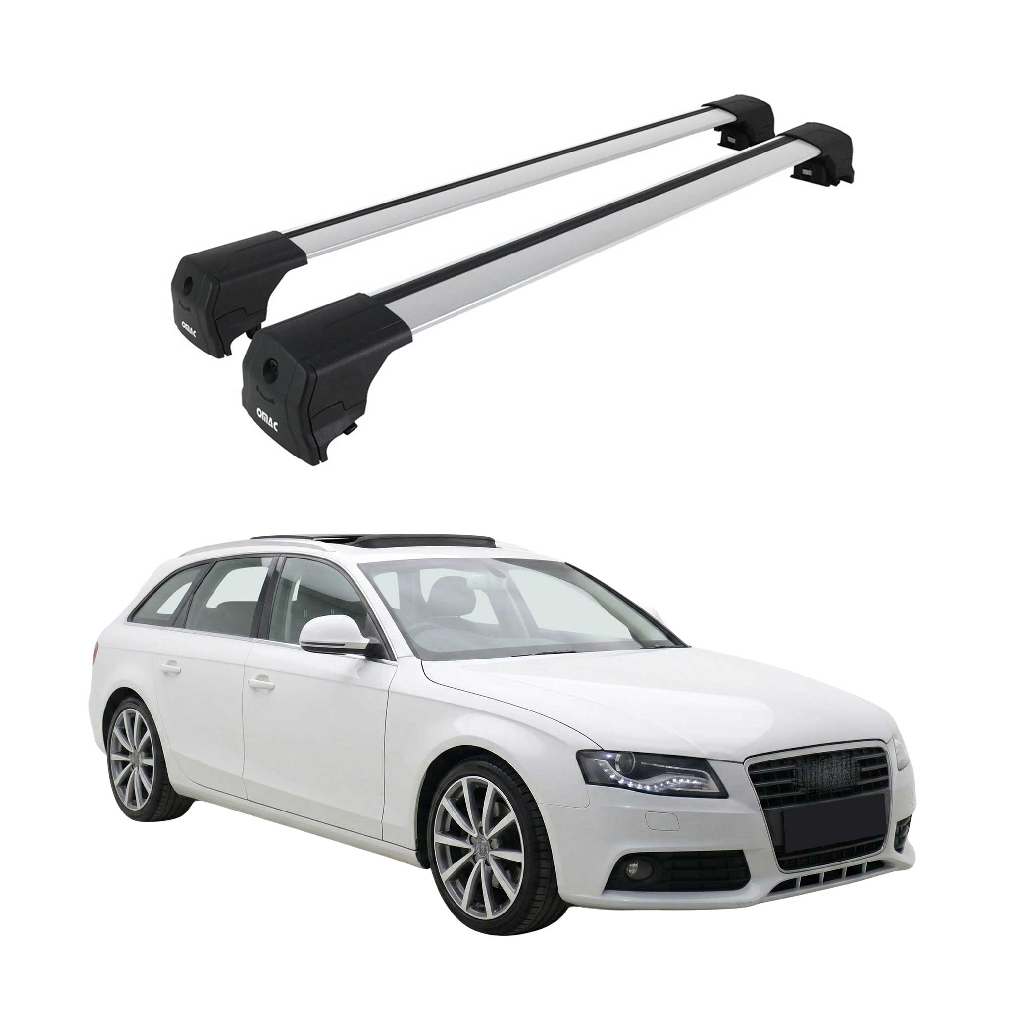 Dachträger Grundtäger für Audi A4 B8 Avant 2008-2015 75kg Aluminium Silber 2 tlg
