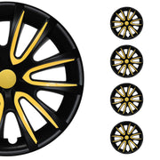 4x Radblenden Radkappen Radzierblenden für 14" Zoll Stahlfelgen Schwarz Gelb