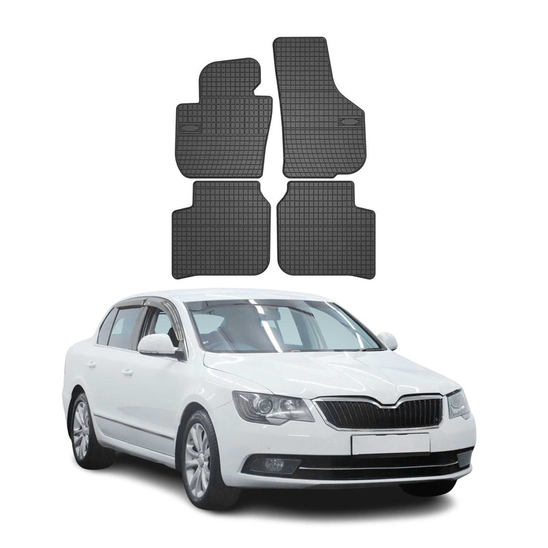 OMAC Gummi Fußmatten für Skoda Superb 2008-2015 Automatten Gummi Schwarz 4tlg