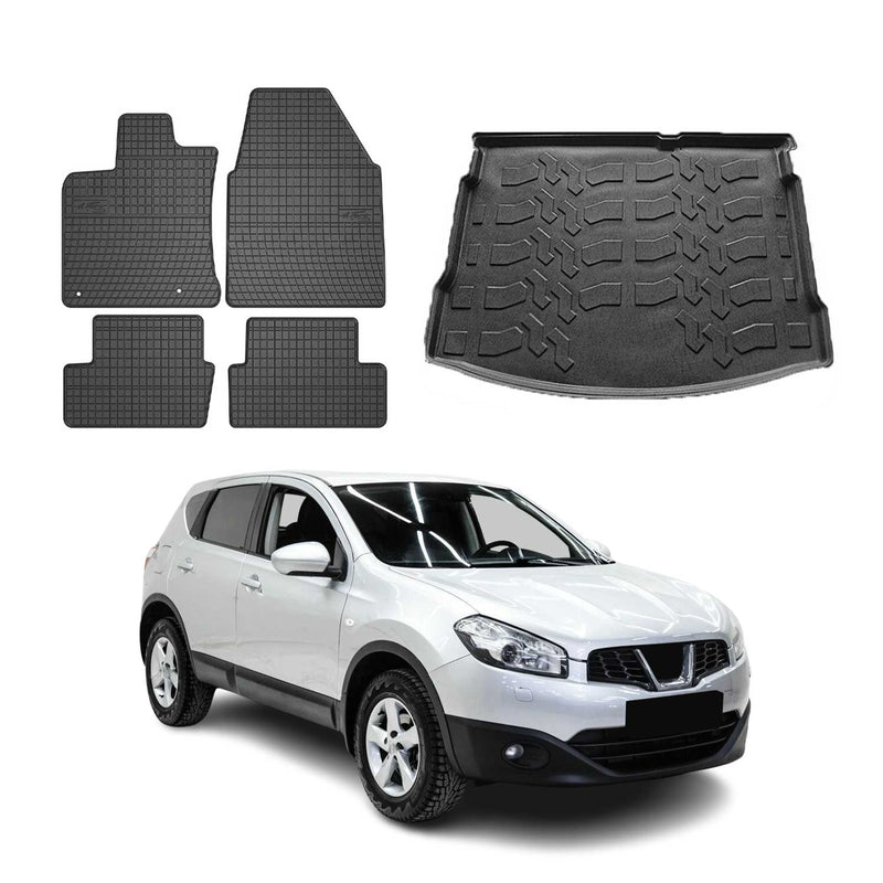 Fußmatten & Kofferraumwanne Set für Nissan Qashqai J10 2006-2014 Gummi TPE 5x