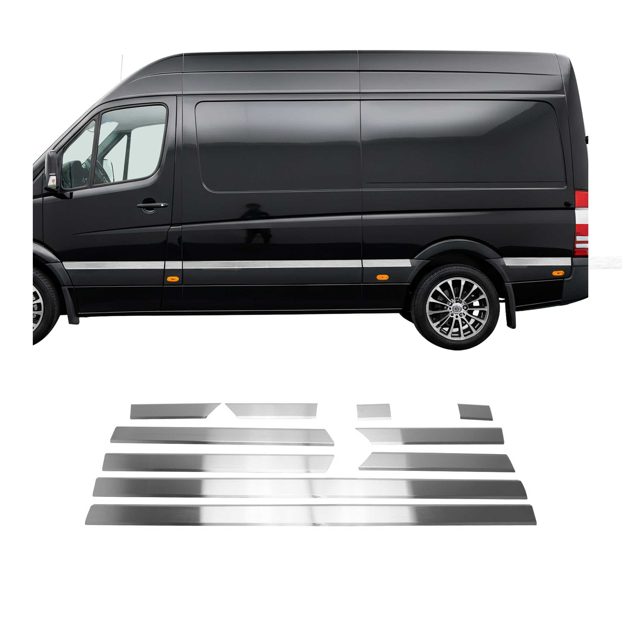 Seitentürleiste Chrom für Mercedes Sprinter W906 2006-18 L2 Gebürstet