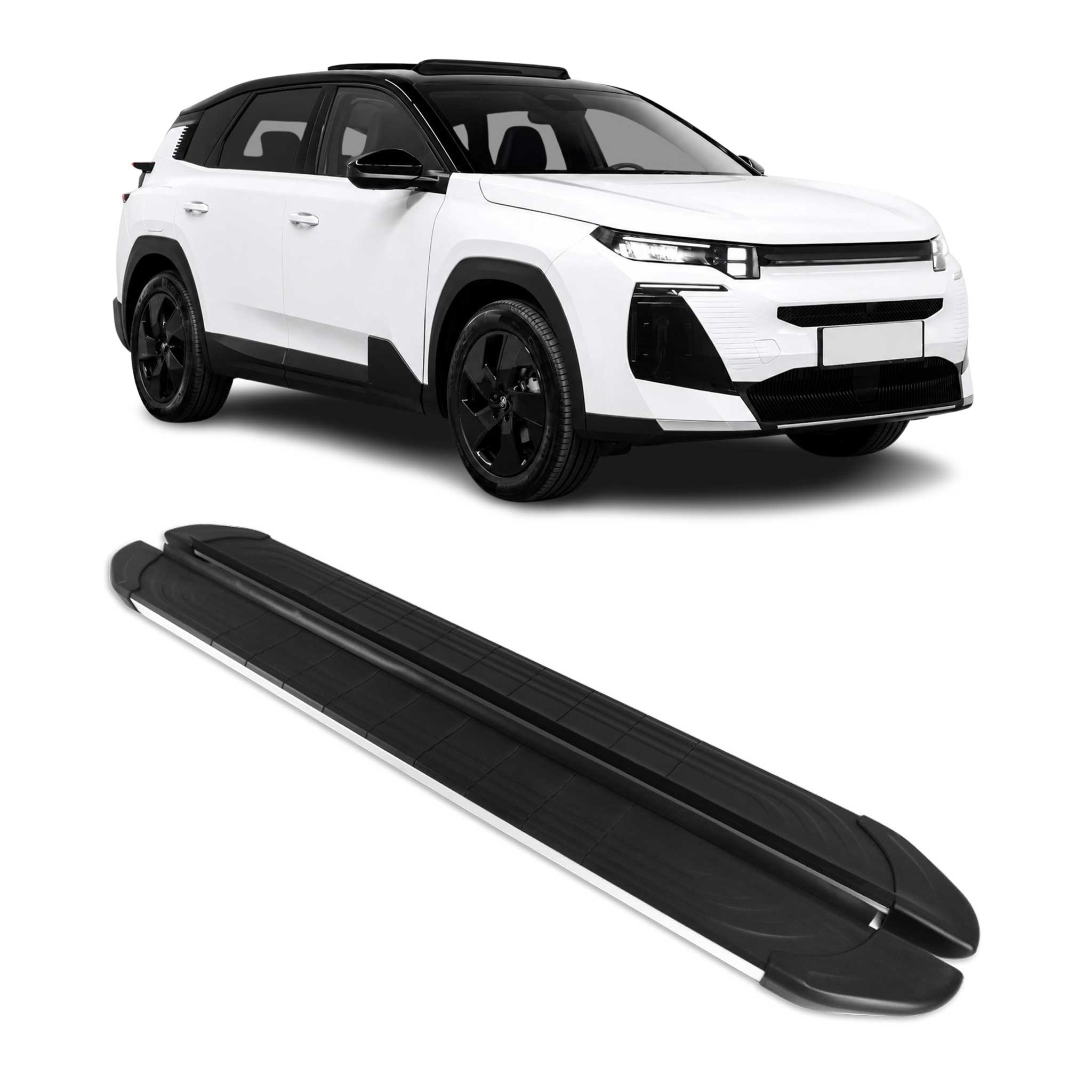 Trittbretter für Citroen C5 Aircross Hybrid 2025-2026 Aluminium Schwarz Grau