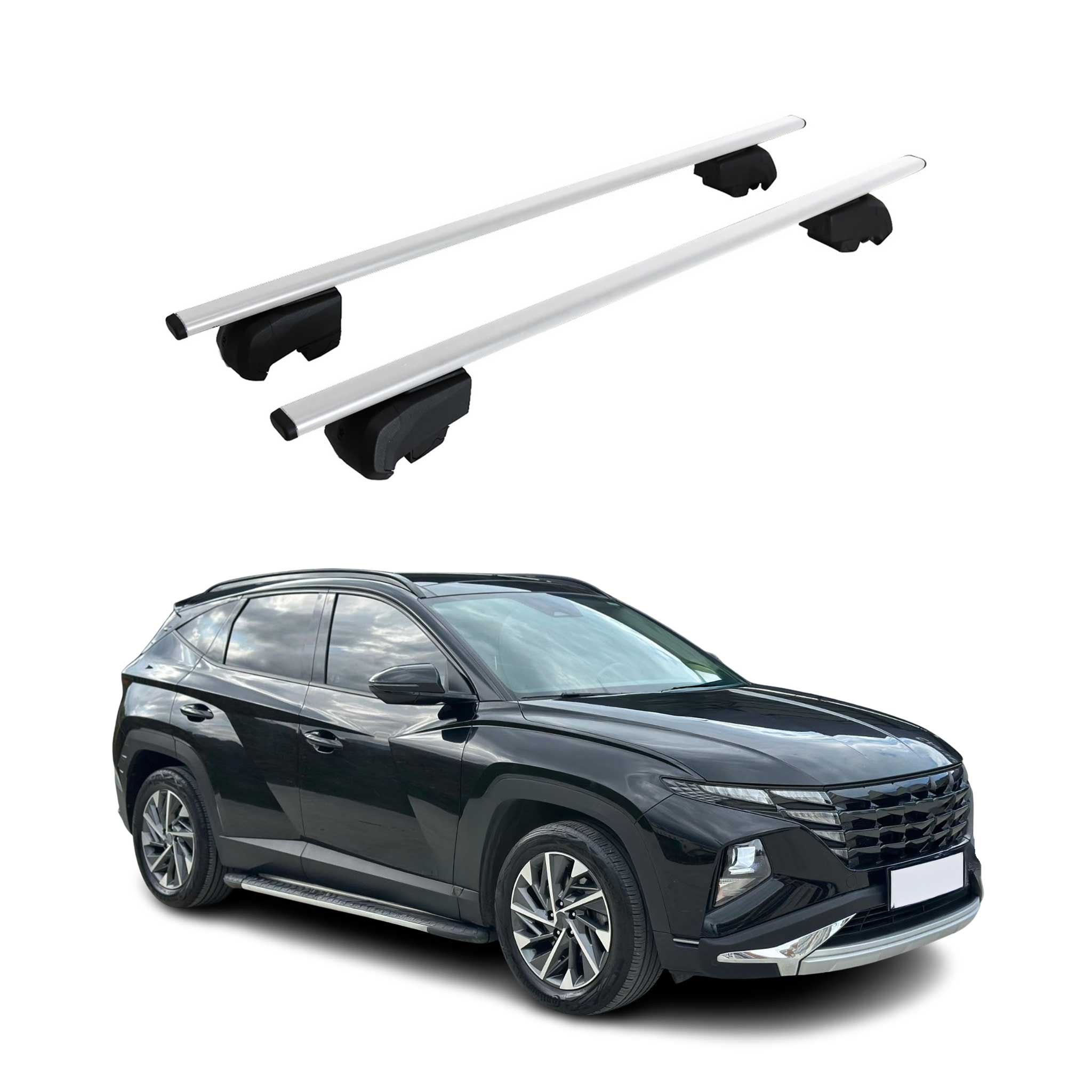 Dachträger Grundträger für Hyundai Tucson 2022-2026 Metall Silber ABE 2x