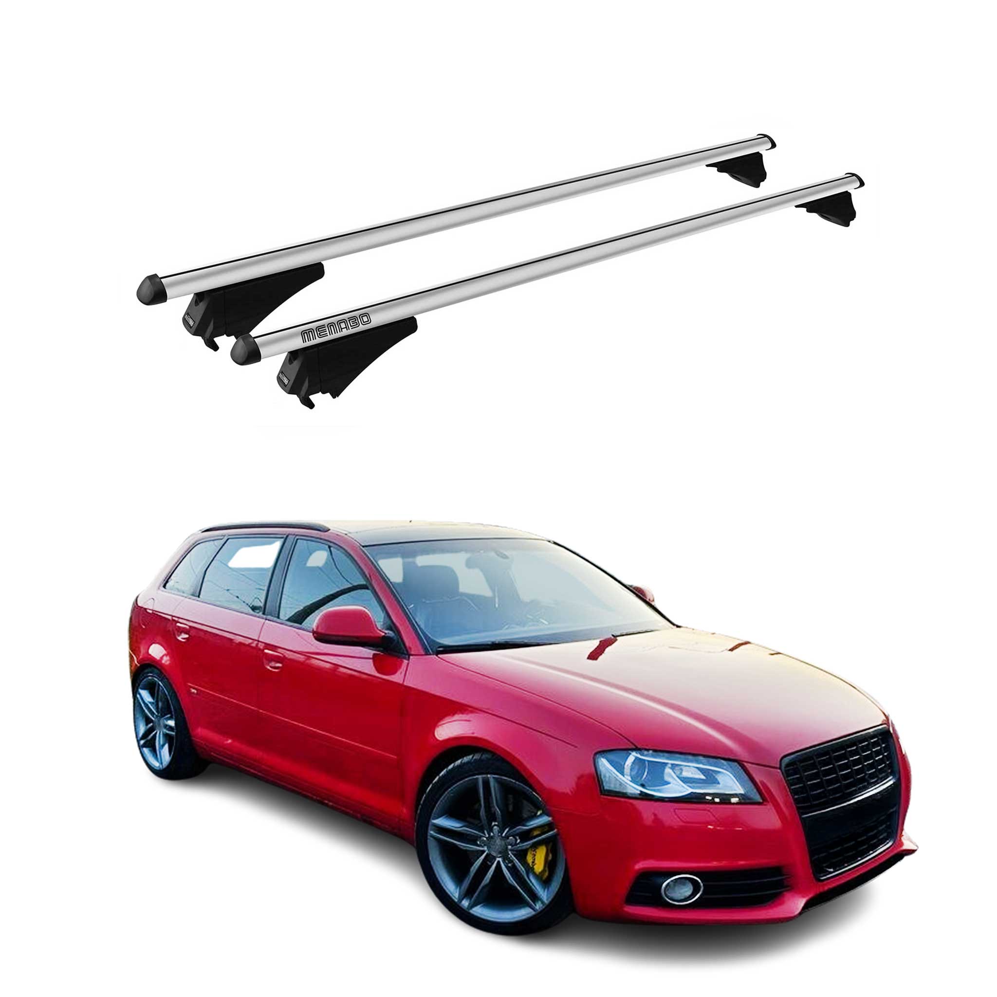 Menabo Dachträger Grundtäger für Audi A3 Sportback 2004-2012 75kg Alu Silber 2x