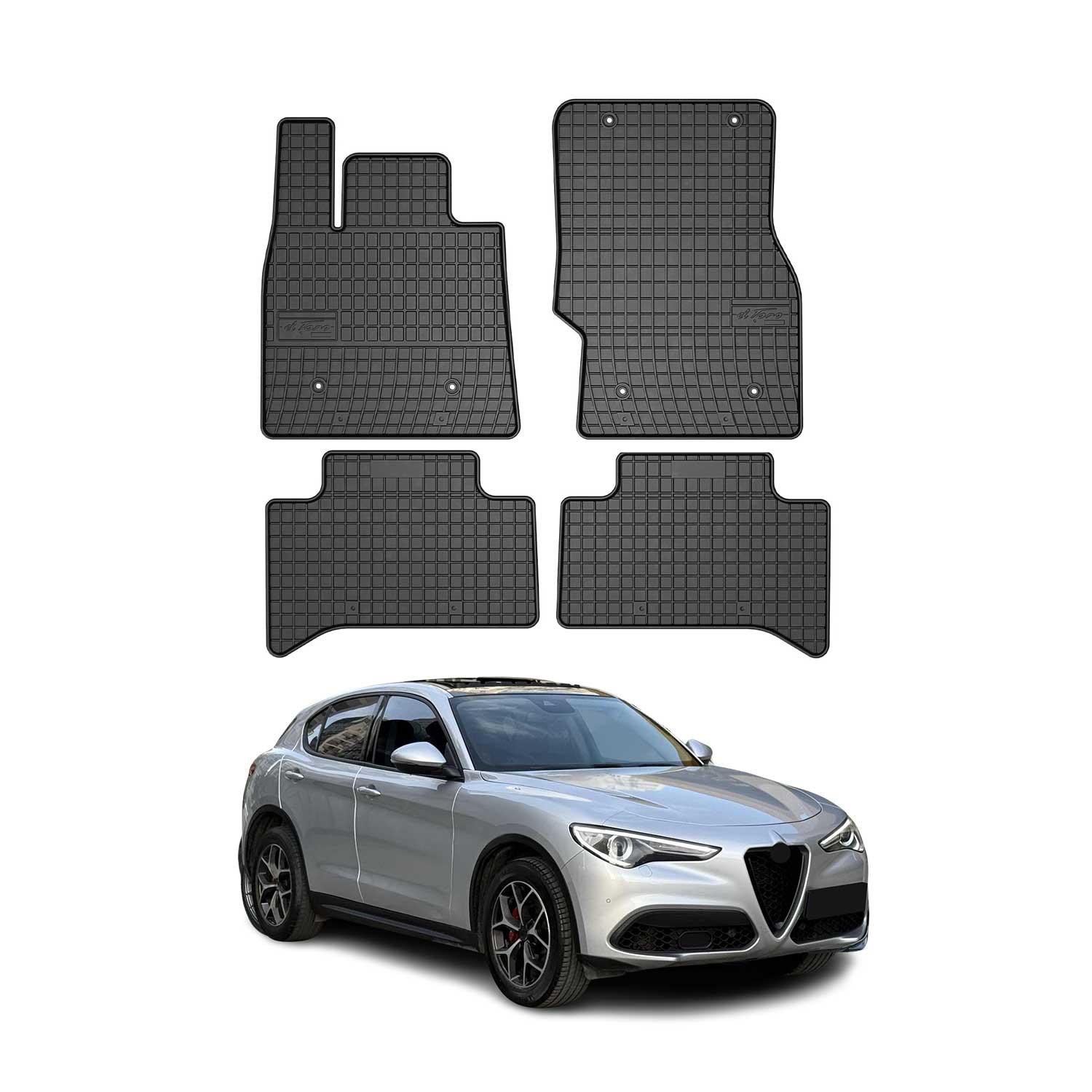 OMAC Gummi Fußmatten für Alfa Romeo Stelvio 2016-2026 Automatten Schwarz 4x