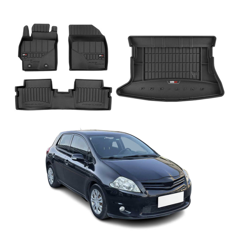 OMAC Fußmatten & Kofferraumwanne Set für Toyota Auris 2006-2013 Gummi Schwarz 4x
