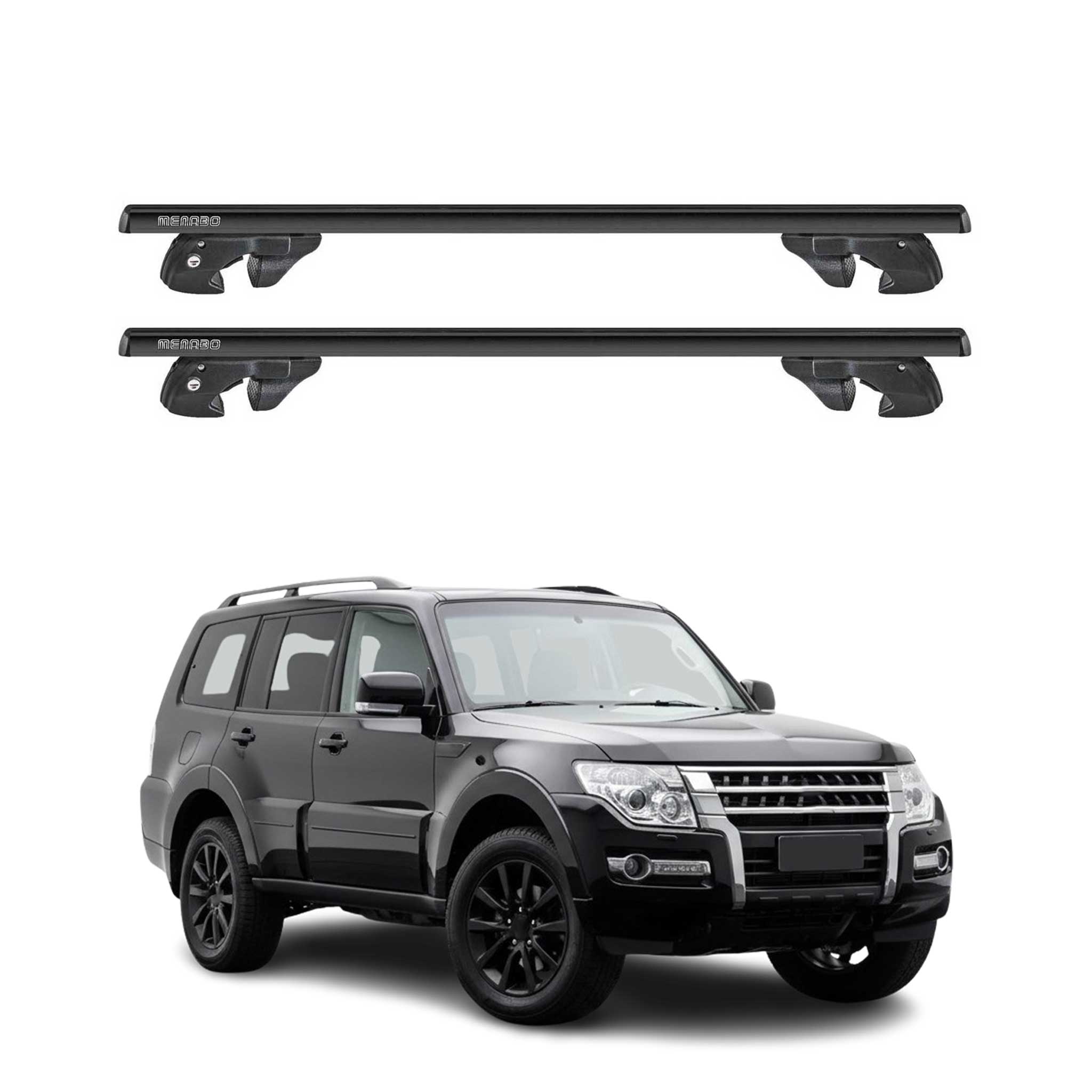 Dachträger Grundtäger für Mitsubishi Pajero IV 2006-2021 Alu 90kg TÜV Schwarz 2x
