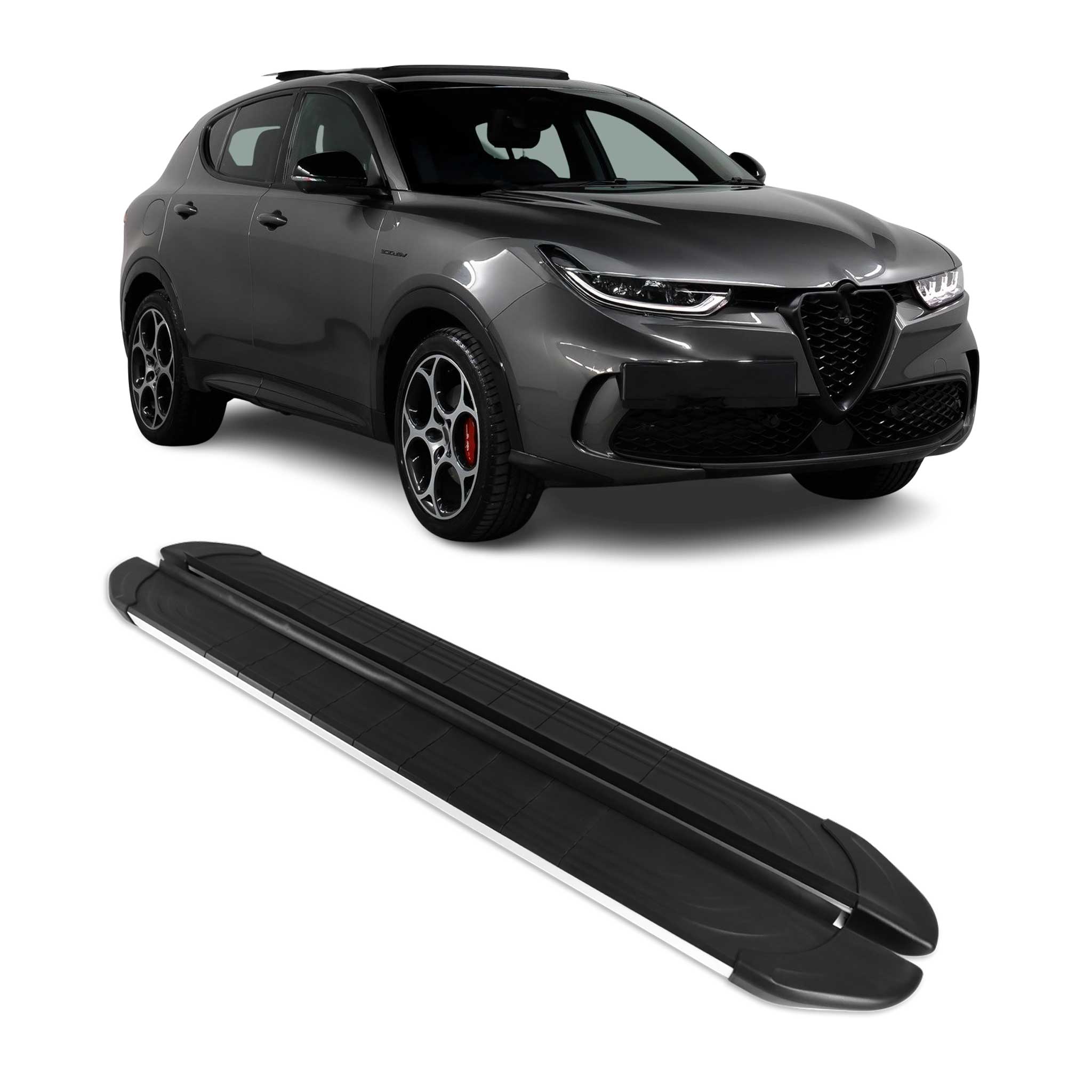 Seitenschweller Trittbretter für Alfa Romeo Tonale 2022-2026 Silber 2 tlg
