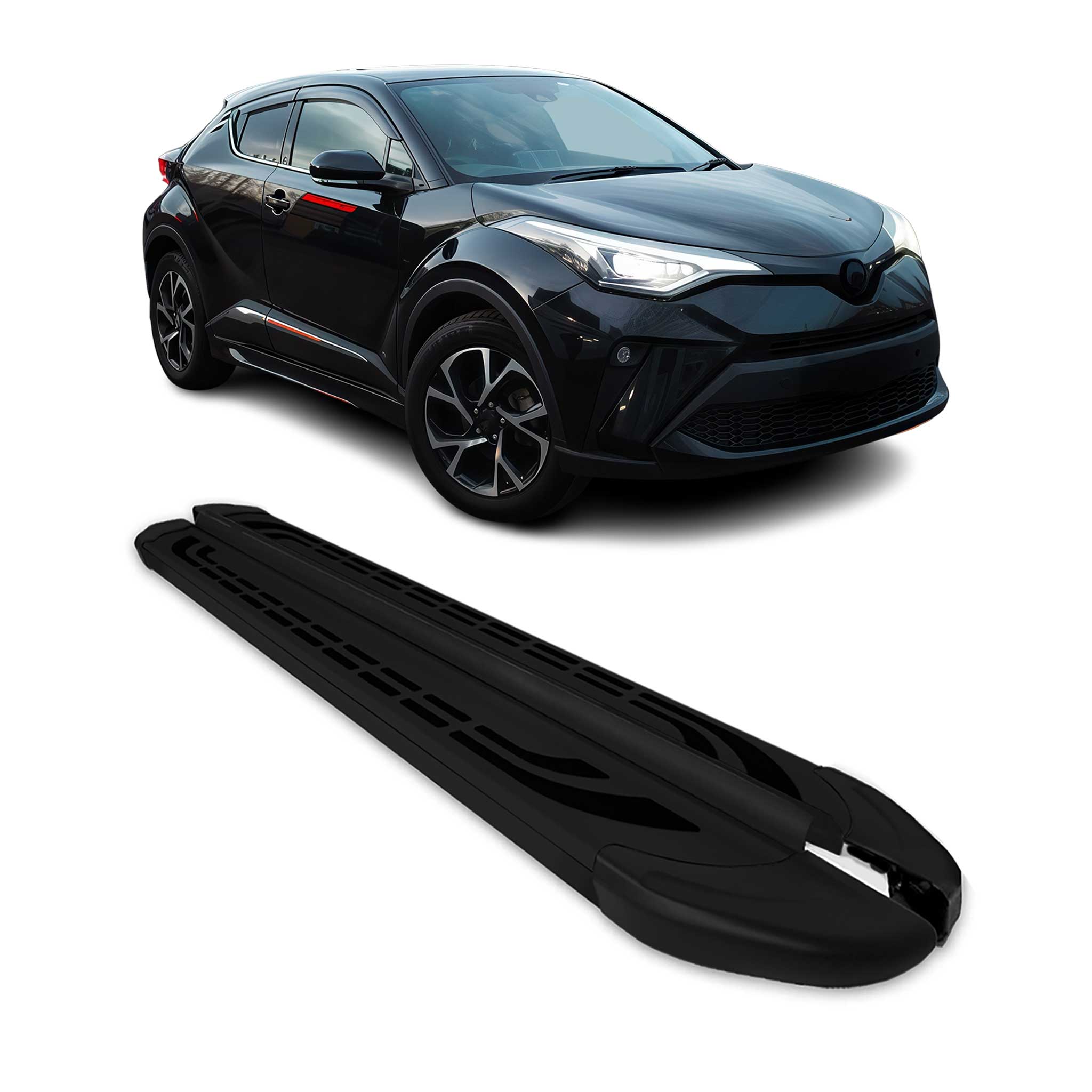 Trittbretter Seitenschweller Seitenbretter für Toyota C-HR 2016-2023 Alu Schwarz