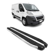 Trittbretter Seitenschweller für Peugeot Boxer 2006-26 L1 Silber Schwarz Alu 2x