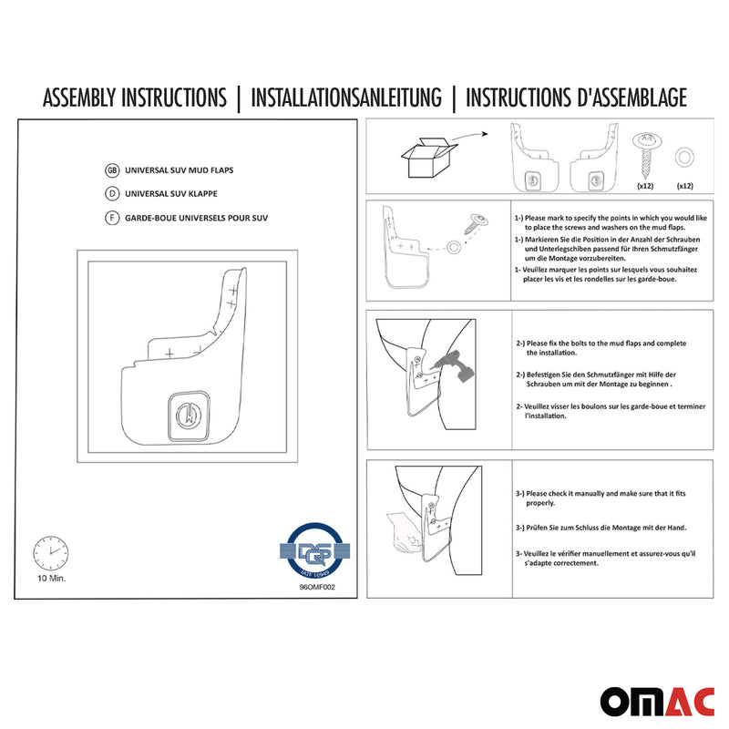 Schmutzfänger für VW Caddy 2003-2020 Kunststoff 4tlg