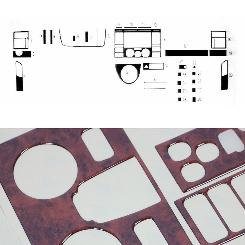 Innenraum Dekor Cockpit für VW Caravelle T5 2003-2010 Wurzelholz Optik 29tlg