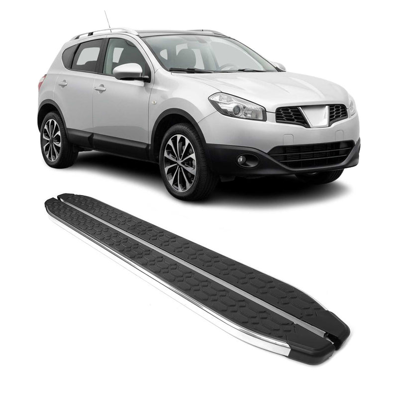 Trittbretter Seitenschweller für Nissan Qashqai J10 2006-2014 Stahl Schwarz Grau