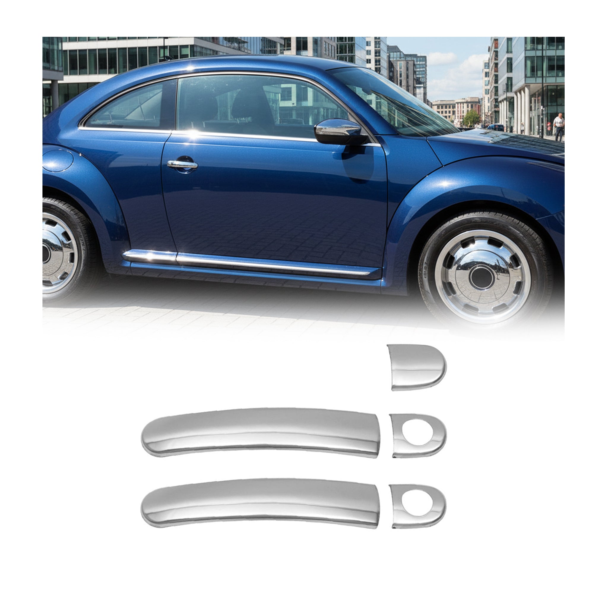 Chrom Türgriff Blende für VW Polo 2009-2017 2-Tür Edelstahl 5tlg